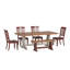 Ensemble de salle à manger Sloan 78 po en bois massif fini chêne avec chaises à dossier à fuseaux - 6 pièces, table à piètement blanc antique, chaises à piètement rouge antique et banc-1518945080-1518945085