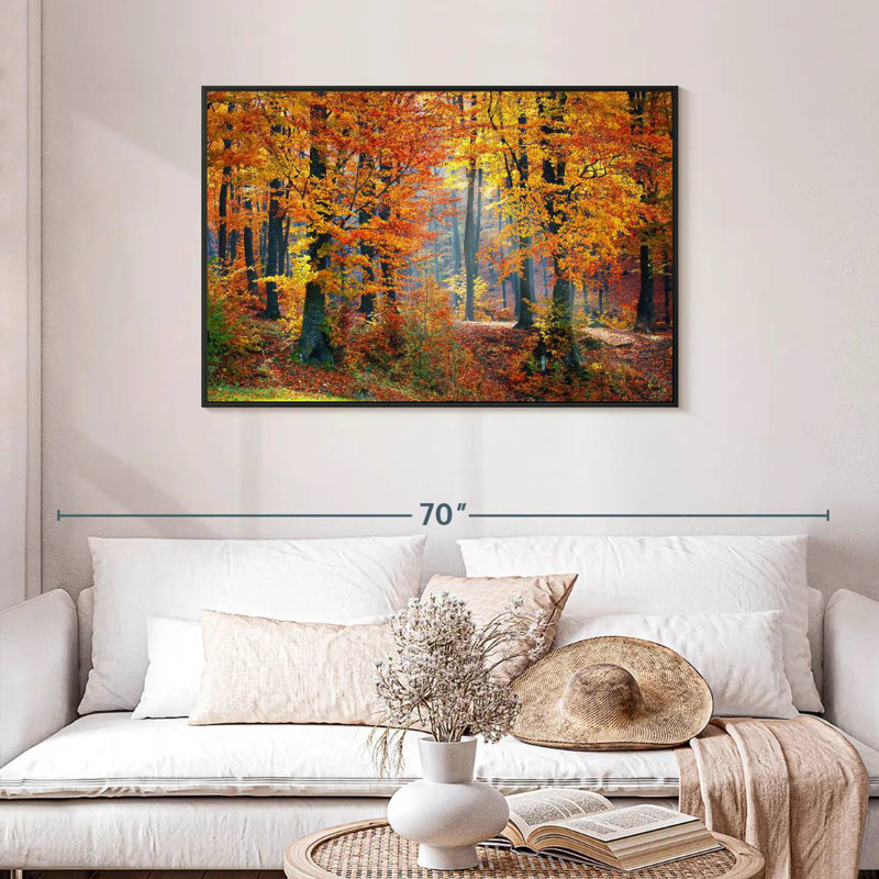 Arbres d'automne, Cadre flottant noir, 43 po x 29 po