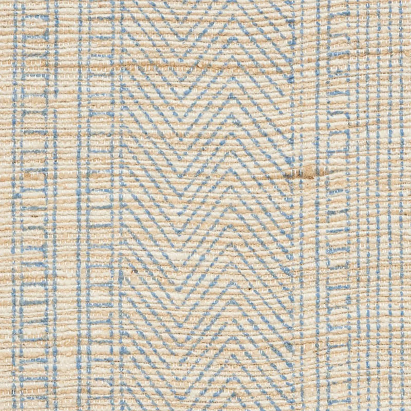 Mohave Striped and Chevron Silk Fabric, Sky