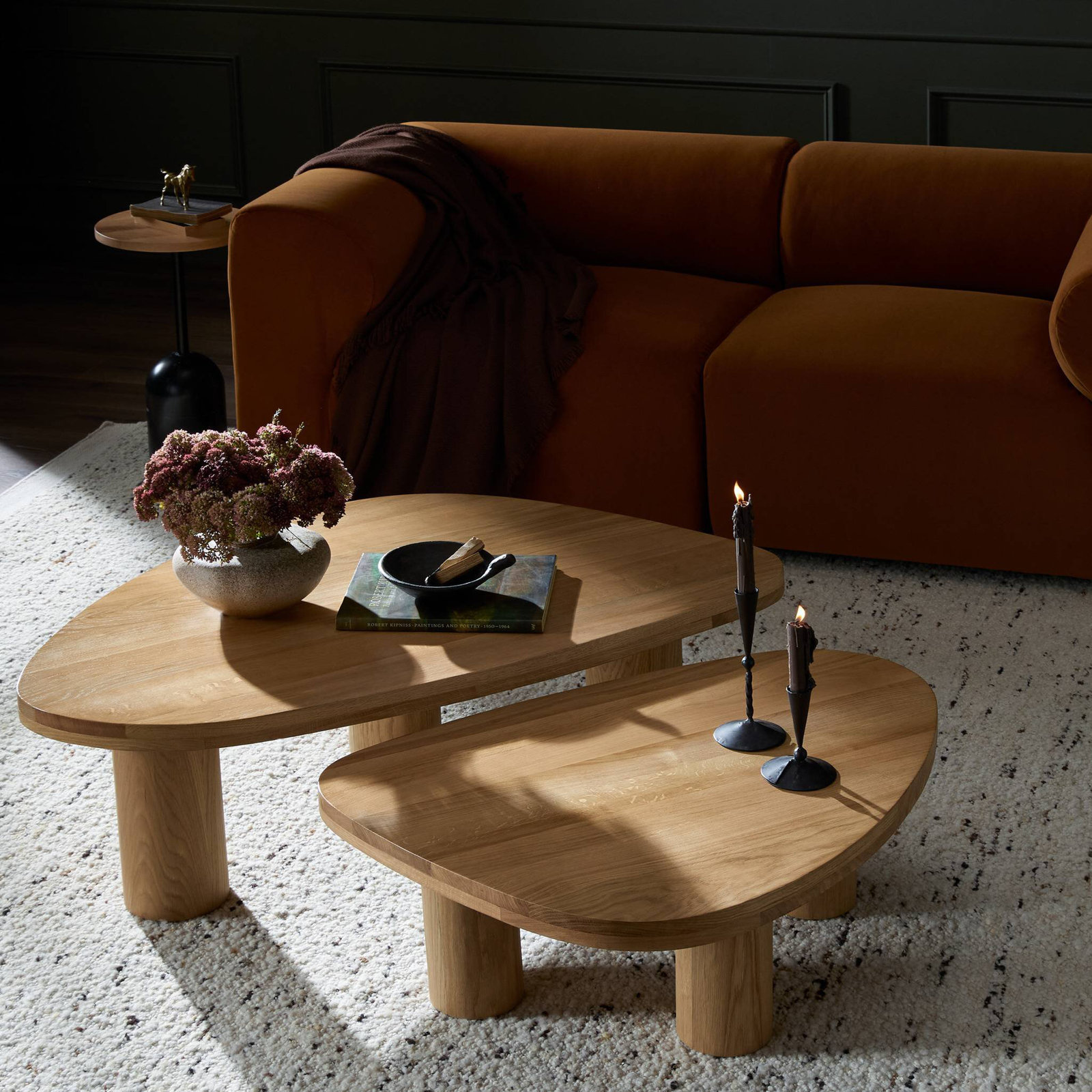 Hurtt Coffee Table Set-Grey Tobacco Oak, Natural Oak