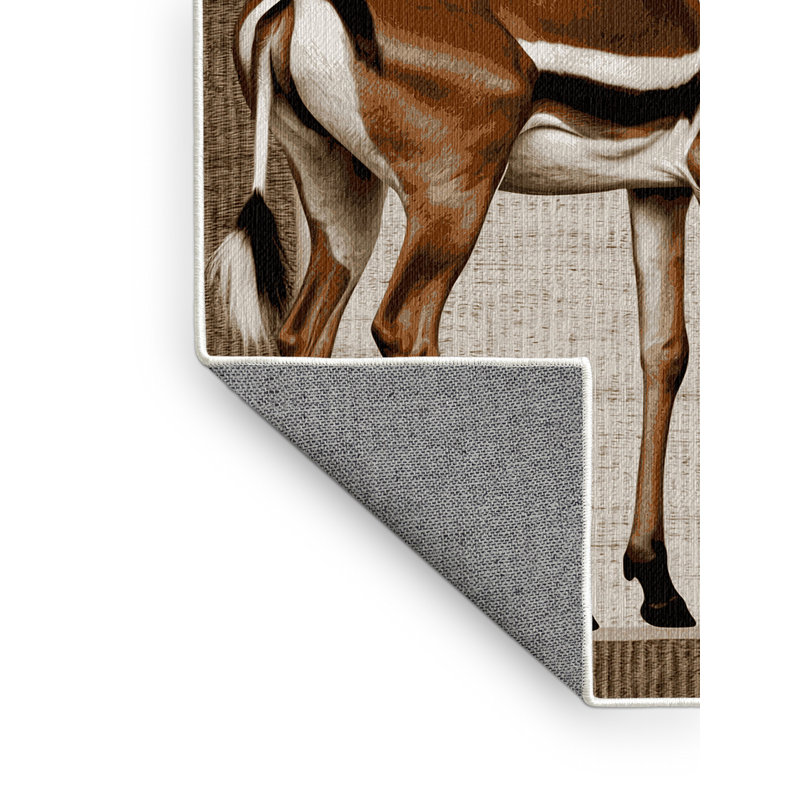 Washable Gerenuk Wildlife Area Rug, Square 7'