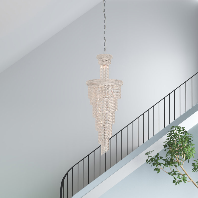 Lustre en cristal 38 lumières Primo, Coupe royale, Topaze légère jaune
