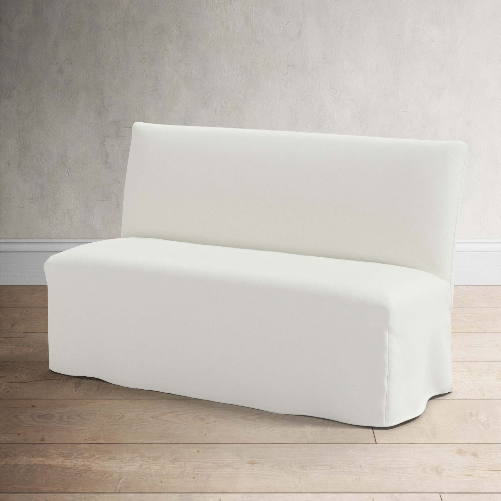 Silvia 57" Dining Bench, Zuma White Textured Linen