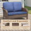 Causeuse de patio en osier 49,6 po avec coussins de siège beige-1936713948-1936713949