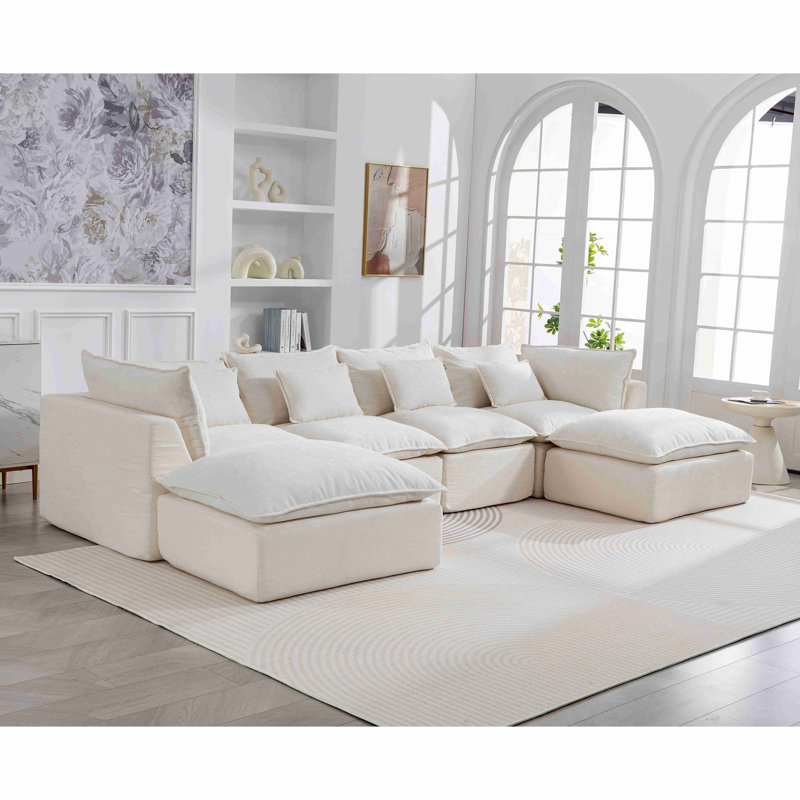 Canapé modulaire surdimensionné de 129,8 po de large avec canapé modulaire True Relax Comfy et sièges larges et profonds