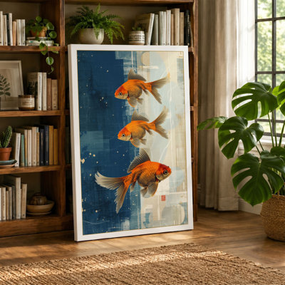 Goldfish Among Structures Modern - Wrapped Canvas