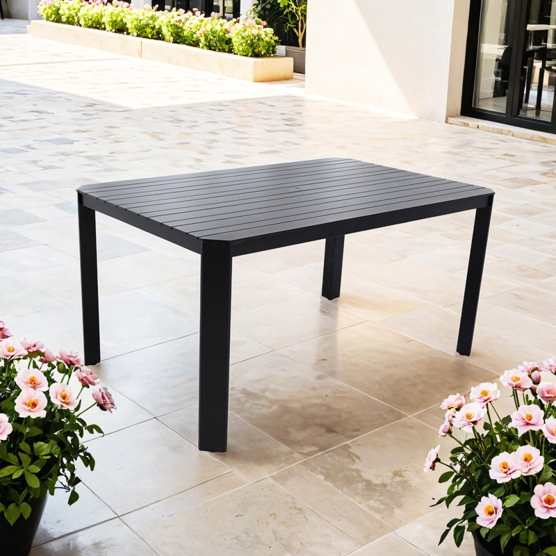 Outdoor Aluminum Display Table, Bourbon Brown, Umbrella Hole, Non-slip Pad Console Stable
