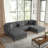 Seemab 5 - Piece Upholstered Gray Corduroy Modular Sectional with Pillow Back and Removable Ottoman-1357576015-1348314284