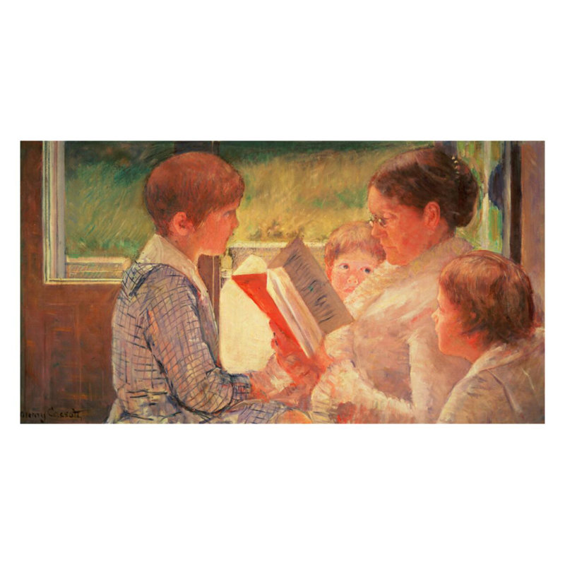 «Mme Cassatt lecture à ses petits-enfants» par Mary Cassatt - Estampe numérique, H 22 po x l 28 po