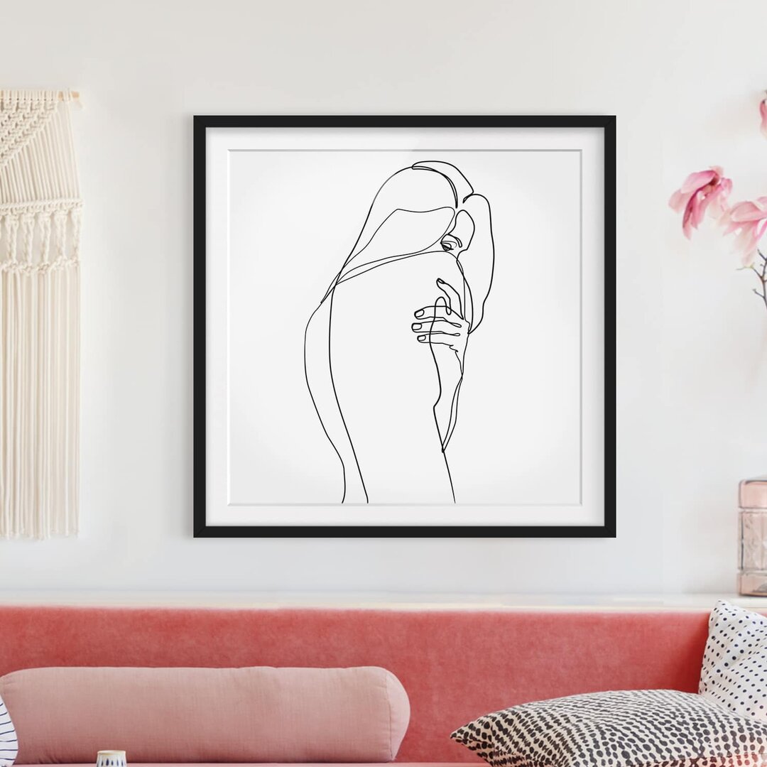 Gerahmtes Poster Line Art Female Nude Shoulder