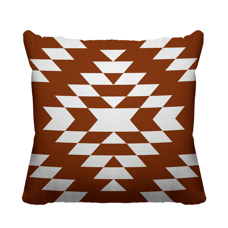 Coussin intérieur / extérieur Chantico Southwestern, 17 po x 17 po, Orange brûlé, Carré