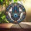 Panneau de verre Hamsa Evil Eye Suncatcher pour décoration de fenêtre-687029530