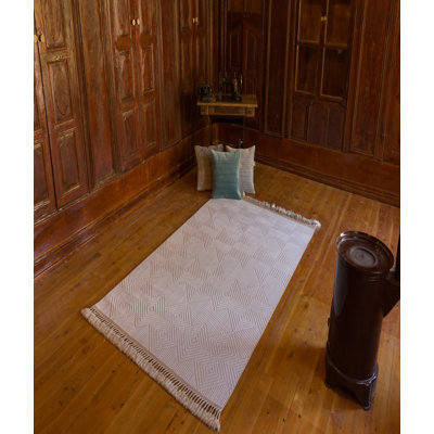 Tapis marocain en polyester tissé à la machine crème