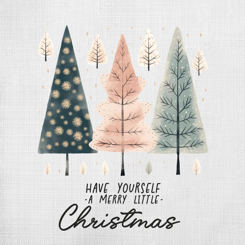 02_Hygge_Christmas_tree Reversible Throw Pillow, 16" x 16"
