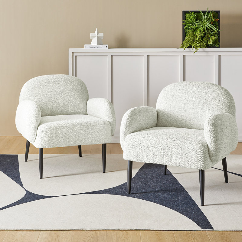 Ensemble de 2 fauteuils Mayleah, Bouclé ivoire