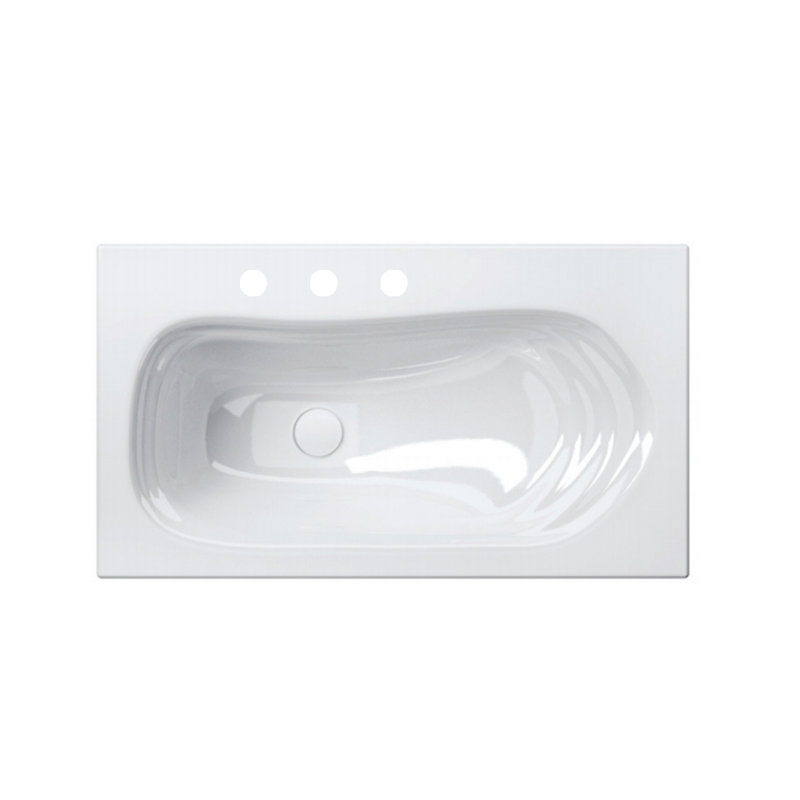 Lavabo de salle de bain mural 33 po en céramique Impronta Series, Centres de 8 po