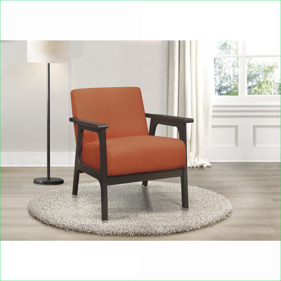 Siège de salon en tissu orange, structure en bois d'hévéa massif, fauteuil gris antique, bois d'hévéa, caractéristique