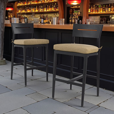High-End Aluminum Outdoor Patio Bar Stools with Sunbrella Seat Cushion