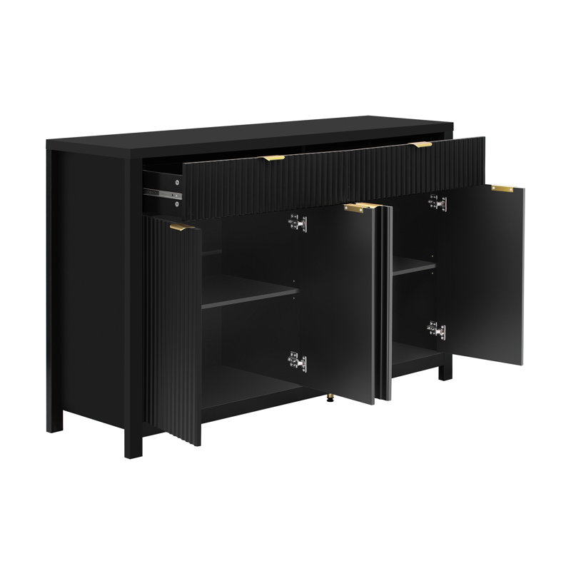 47.2'' Wide 2 - Drawer Office Storage Cabinets Credenza, Black