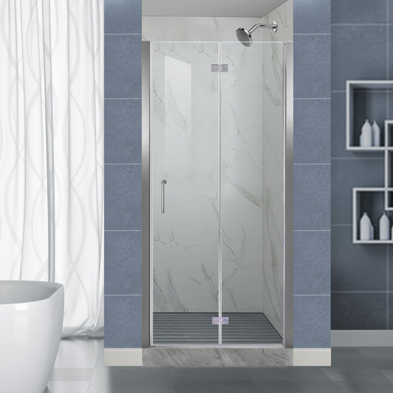 34-35.9 in. W x 72 in. H Frameless Bi-fold Shower Doors with Clear SGCC Tempered Glass, Chrome