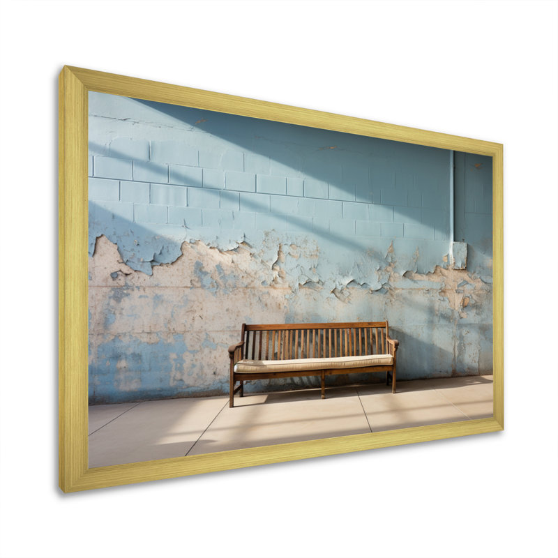 Banc de baseball Thuan Minimalisme I, Encadrement doré, H 34 po x l 44 po x P 1,5 po