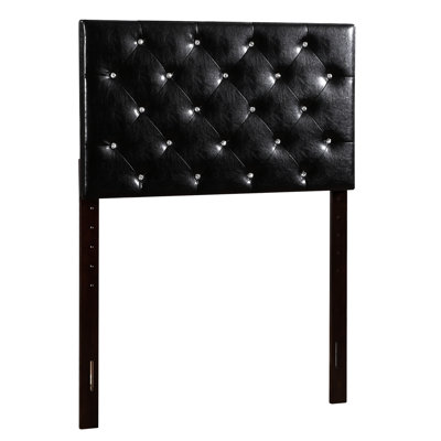 Tête de lit noire rembourrée de mousse - hauteur réglable de 41 à 53 pouces en similicuir facile à installer et à fixer au lit / au mur