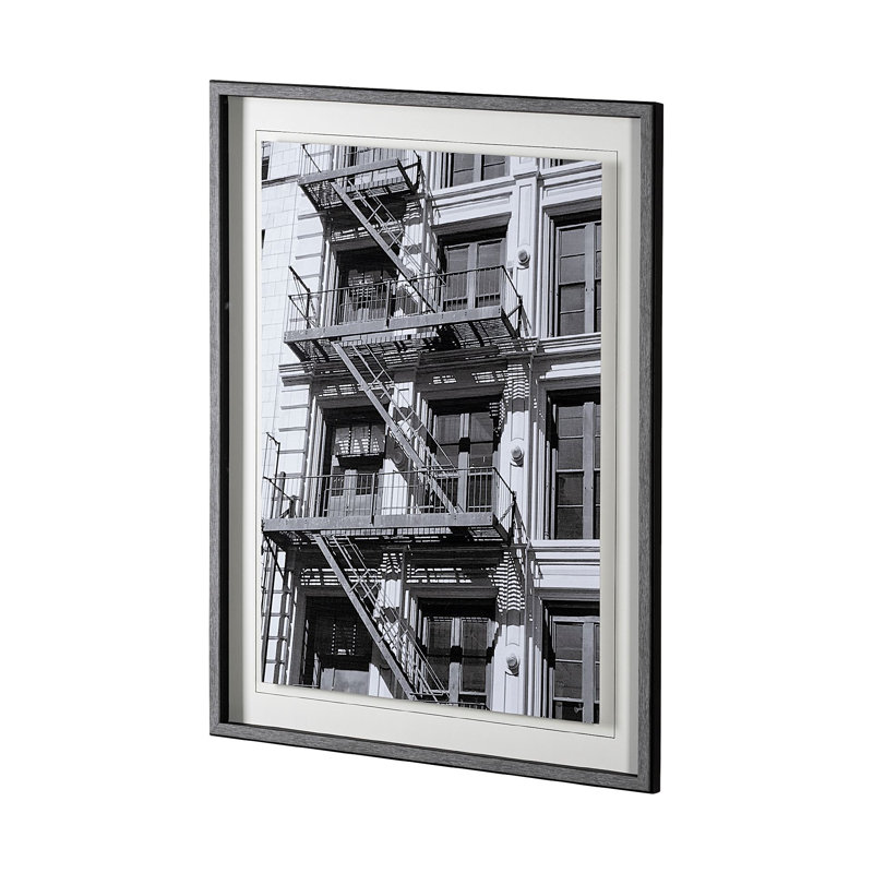 New York Fire Escape by Susan Vizary Photoy Hand Embelished Framed Art Print Matted under Glass