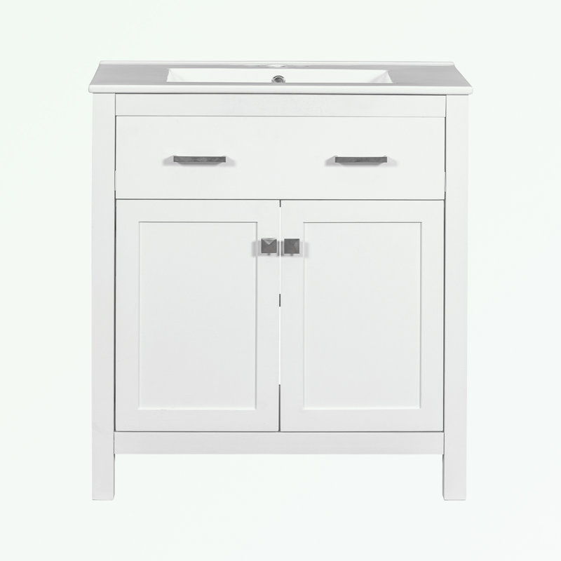 Armoire de salle de bain Ofek, Blanc, Argent argent