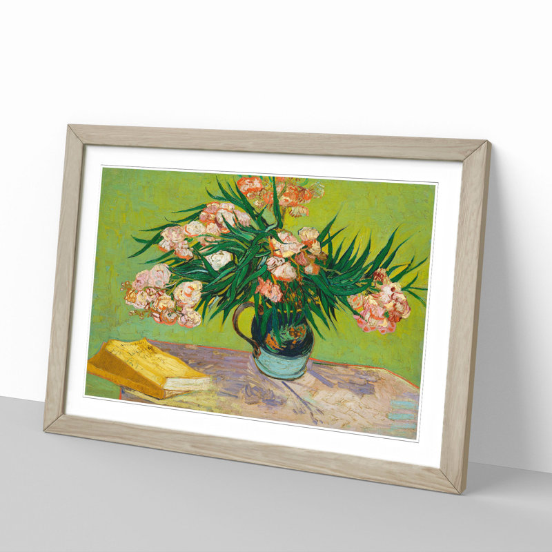 Oleanders by Vincent Van Gogh - Picture Frame Painting, 36cm H x 48cm W x 2cm D, Oak Framed