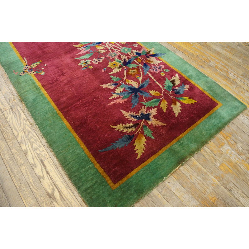 Rectangle Hand Knotted Pile 1920s Antique Wool Purple / Lavender Mauve Rug