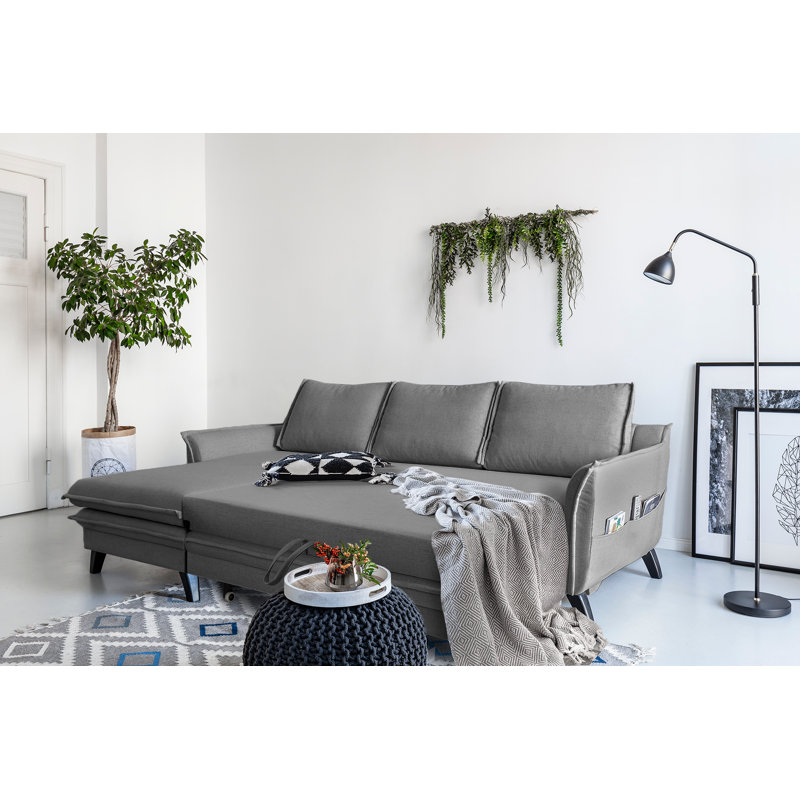 Charming Charlie 2 - Piece Upholstered Corner Sofa, Grey, Left Hand Facing