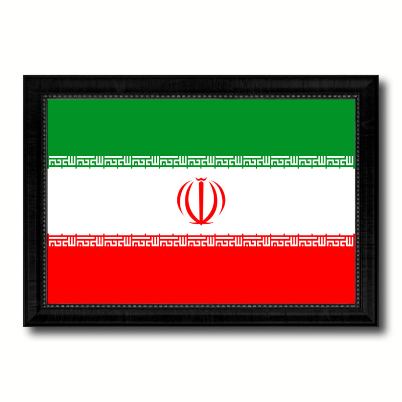 « iran country flag », impression sur toile encadrée, H 19 po x l 27 po x P 1 po, Encadrement noir