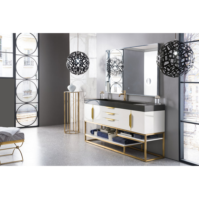 Columbia 72'' W Single Vanity, Dusk Gray, Glossy White, Radiant Gold