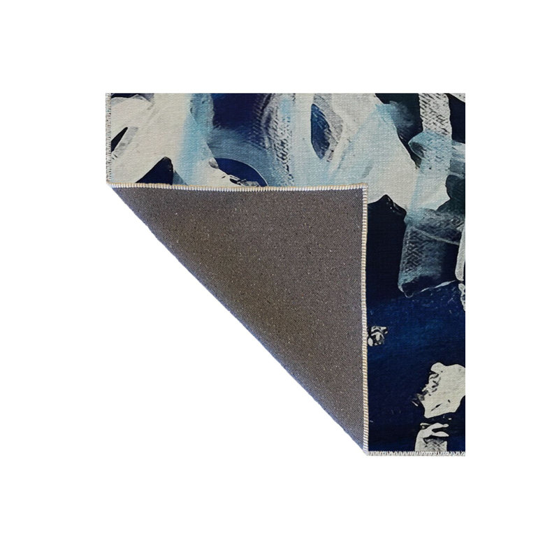 Tapis décoratif bleu marine à motif texturé, Sous-tapis rectangulaire 3 pi 11 po x 5 pi 11 po i