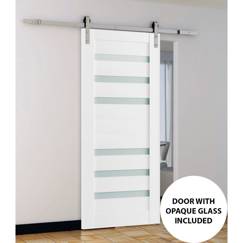 Porte de grange en bois givré Quadro, 18 po x 80 po