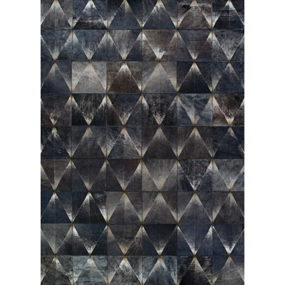 Easthampton Black Geometric Handmade Cowhide Rug
