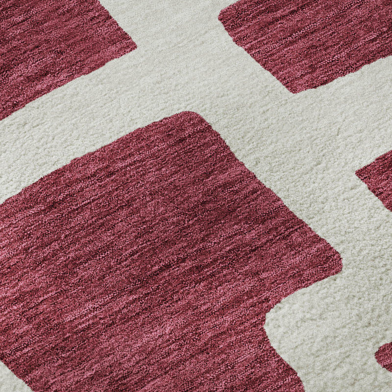 Tapis grenat Prisco lavable à la machine de qualité supérieure, Tapis de couloir 2 pi 3 po x 7 pi 6 po