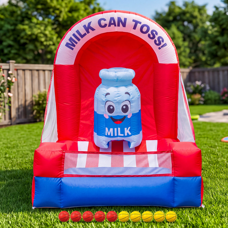 Jeu de lancer de balles gonflable Wellcomer de 1,8 m (6 pi) avec 10 balles et souffleur intégré, cible gonflable pour fêtes et événements dans le jardin.