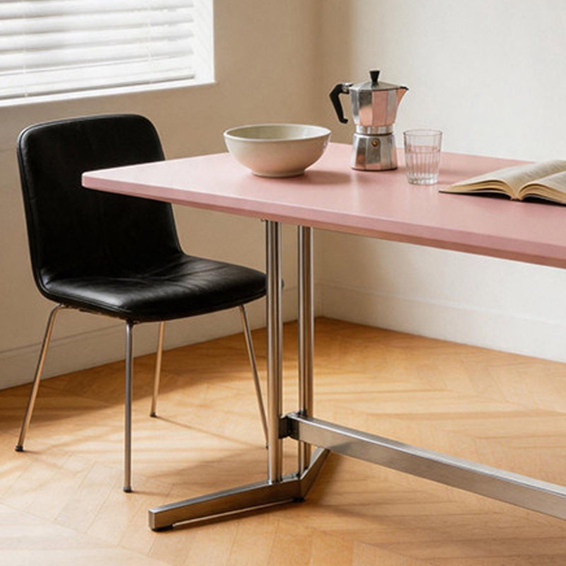 Pink Multi-layer Solid Wood Stainless Steel Desk, 29.52" H x 62.99" W x 31.49" D