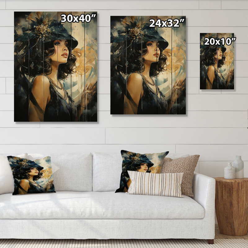 «Fashion 1920S Roaring Portrait I», H 20 po x l 10 po x P 0,78 po