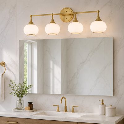 Dimmable Bathroom Wall Light with White Glass Shades