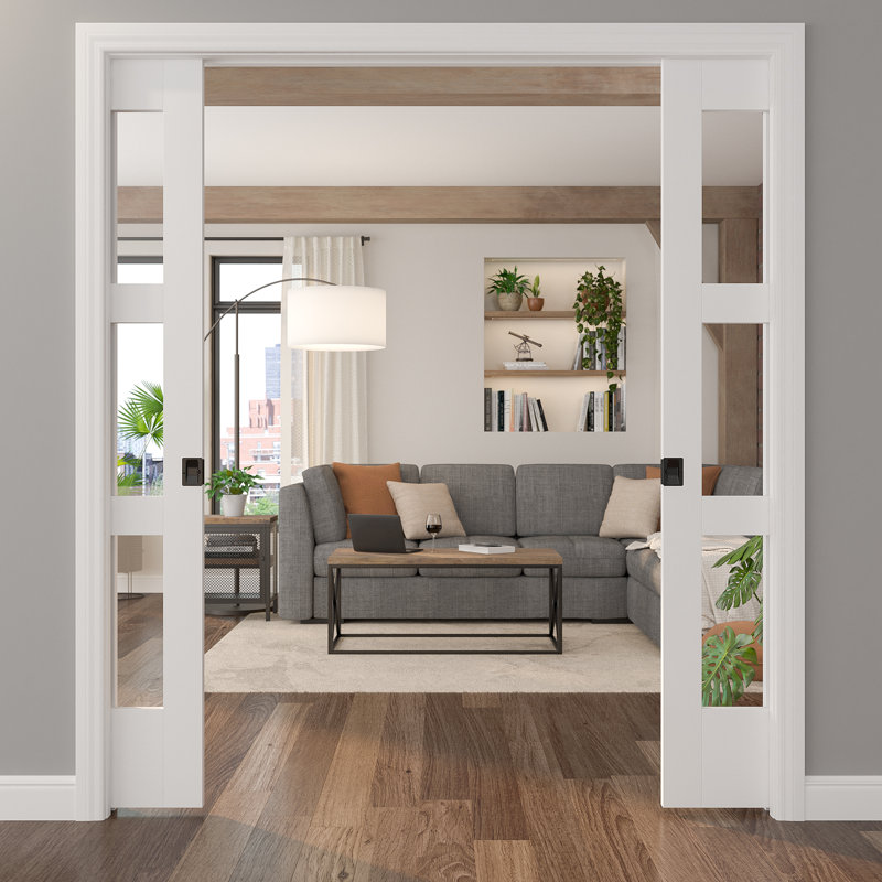 Rectangular Pocket Door Hardware, Black