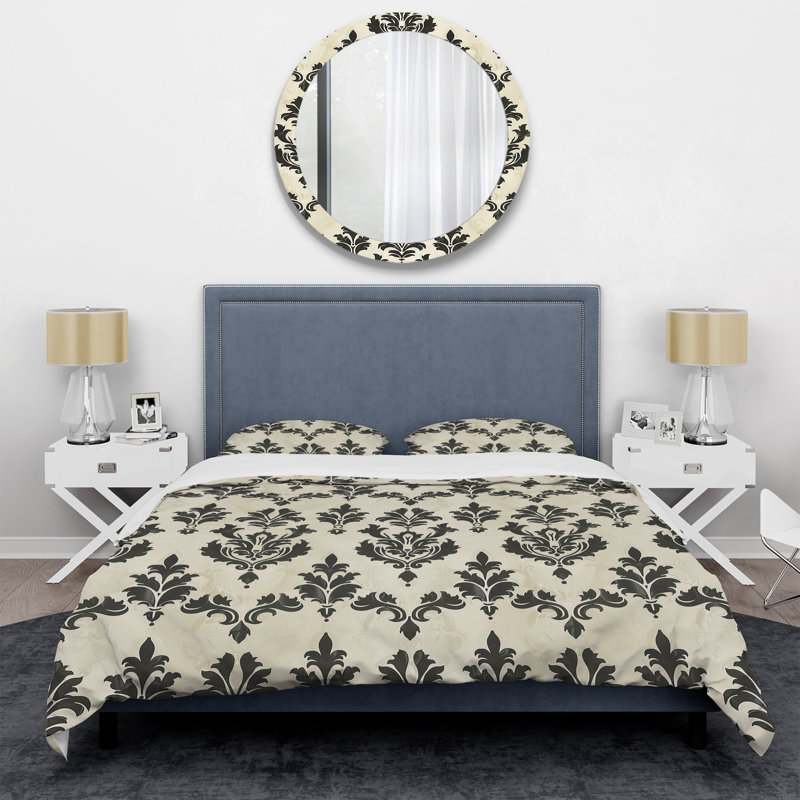 Ensemble de housse de couette Ivory Cream Damask Harmony III - Transitional, Housse de couette très grand et 2 très grandes t