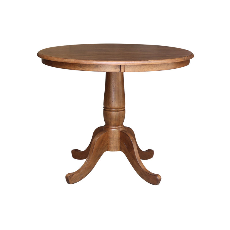 Table de salle à manger à piédestal en bois massif, H 30 po x L 36 po x l 36 po, Chêne vieilli