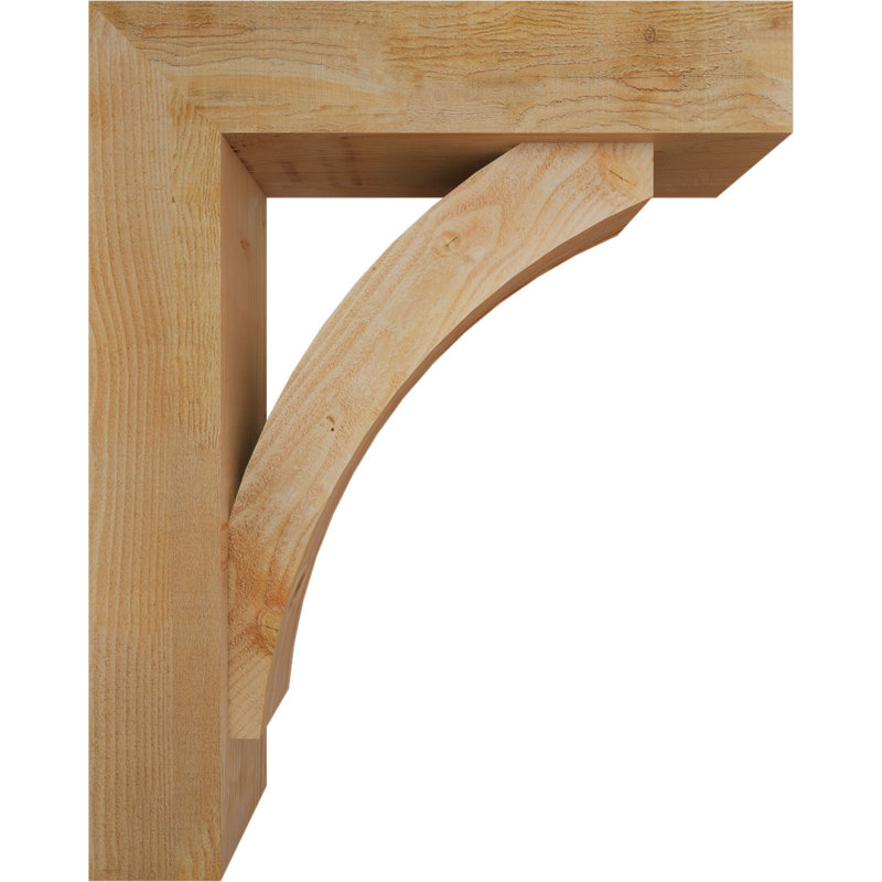 8"W x 32"D x 40"H Thorton Block Rough Sawn Bracket w/ Offset Brace, Douglas Fir, 40 x 32, 8"W Douglas Fir (Rough Sawn)