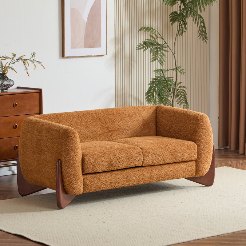 Canapé Rhudine Boucle, 2, H 27 po x l 63 po x P 32 po, Caramel