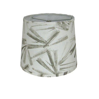 Modern Brushstroke Drum Lamp Shade – Neutral Gray On White