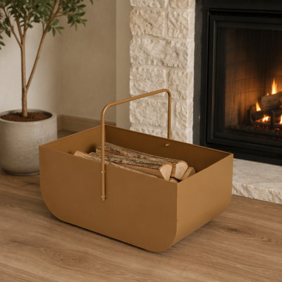 Modern 3‑Piece Fireplace Accessory Set with Log Rack, Firewood Storage Bucket and Complete Fireplace Tools for Home Hearth
