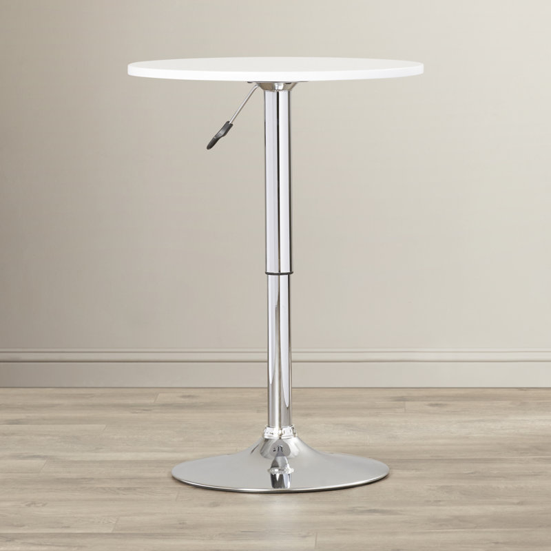 Aminia Height Adjustable (34"-42") Pedestal Pub Table, White