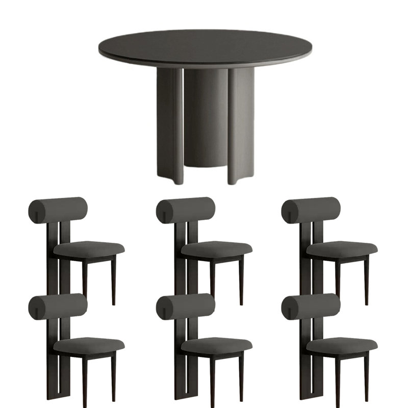 Ensemble de table de salle à manger italienne simple, Noir, Gris